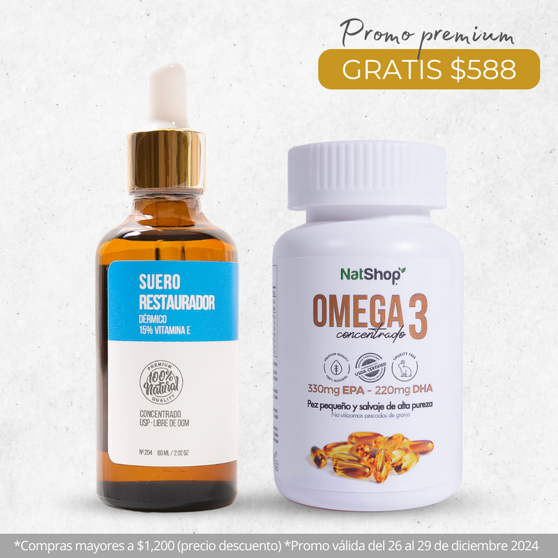 Promo Premium - Suero Restaurador Vit. E y Cápsulas Omega 3