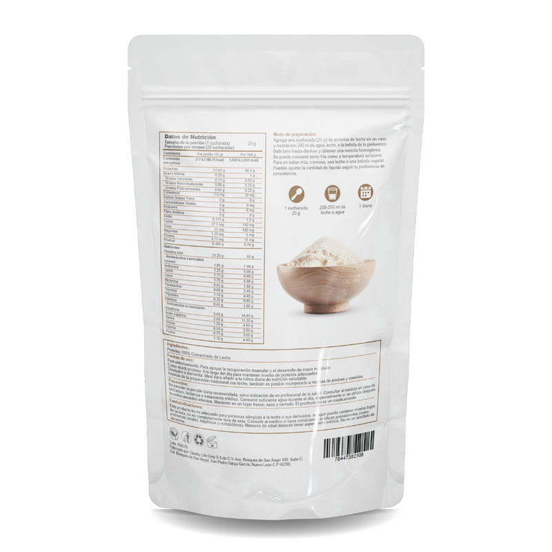 Proteína Natural 100% Concentrado de Leche 500g